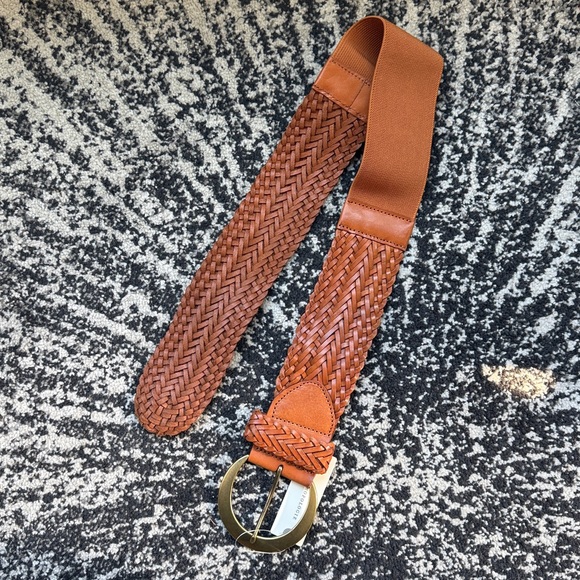 NWT Anthropologie Brown Woven Belt with Gold Buckle - Picture 3 of 6